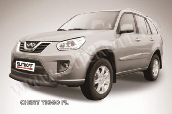 7 449 р. Защита переднего бампера из трубы d76 Slitkoff  Chery Tiggo T11 (2013-2016) рестайлинг (Цвет: серебристый)  с доставкой в г. Санкт‑Петербург. Увеличить фотографию 1