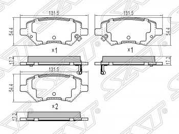 1 199 р. Колодки тормозные SAT (передние)  Chery M11  A3 - Tiggo T11  с доставкой в г. Санкт‑Петербург. Увеличить фотографию 1