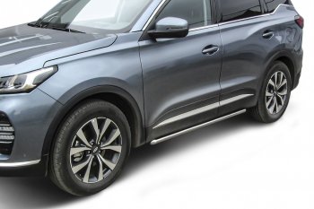 8 899 р. Защита порогов Slitkoff (Ø 42 мм)  Chery Tiggo 7 PRO (2019-2024) (Нержавеющая сталь)  с доставкой в г. Санкт‑Петербург. Увеличить фотографию 1