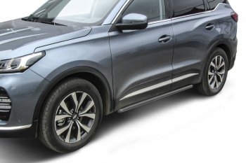 6 299 р. Защита порогов Slitkoff (Ø 42 мм).  Chery Tiggo 7 PRO (2019-2024) (Цвет: серебристый)  с доставкой в г. Санкт‑Петербург. Увеличить фотографию 1