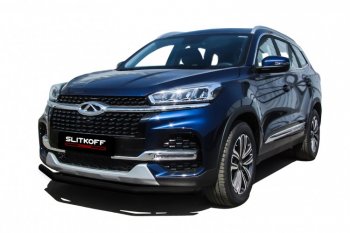 Защита переднего бампера Slitkoff (Ø 57 мм) Chery Tiggo 8 (T18) рестайлинг (2019-2024)