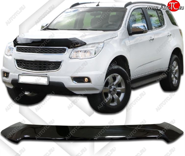 1 749 р. Дефлектор капота CA-Plastiс  Chevrolet Trailblazer  GM800 (2012-2016) дорестайлинг (Classic черный, Без надписи)  с доставкой в г. Санкт‑Петербург