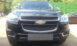 1 469 р. Нижняя сетка на бампер Russtal (черная) Chevrolet Trailblazer GM800 дорестайлинг (2012-2016)  с доставкой в г. Санкт‑Петербург. Увеличить фотографию 1