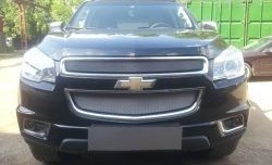 1 539 р. Нижняя сетка на бампер Russtal (хром)  Chevrolet Trailblazer  GM800 (2012-2016) дорестайлинг  с доставкой в г. Санкт‑Петербург. Увеличить фотографию 2