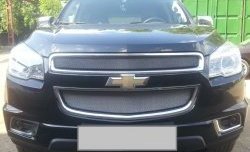 1 539 р. Нижняя сетка на бампер Russtal (хром)  Chevrolet Trailblazer  GM800 (2012-2016) дорестайлинг  с доставкой в г. Санкт‑Петербург. Увеличить фотографию 3