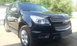 1 539 р. Нижняя сетка на бампер Russtal (хром)  Chevrolet Trailblazer  GM800 (2012-2016) дорестайлинг  с доставкой в г. Санкт‑Петербург. Увеличить фотографию 4