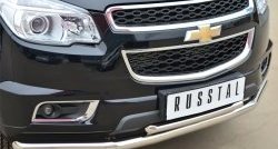 14 599 р. Защита переднего бампера (2 трубыØ63 и 42 мм, нержавейка) Russtal Chevrolet Trailblazer GM800 дорестайлинг (2012-2016)  с доставкой в г. Санкт‑Петербург. Увеличить фотографию 2