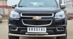 14 599 р. Защита переднего бампера (2 трубыØ63 и 42 мм, нержавейка) Russtal Chevrolet Trailblazer GM800 дорестайлинг (2012-2016)  с доставкой в г. Санкт‑Петербург. Увеличить фотографию 1