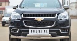 27 999 р. Защита переднего бампера (2 трубыØ75х42 мм, нержавейка) Russtal Chevrolet Trailblazer GM800 дорестайлинг (2012-2016)  с доставкой в г. Санкт‑Петербург. Увеличить фотографию 1