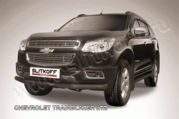 9 199 р. Защита переднего бампера d76 Slitkoff Chevrolet Trailblazer GM800 дорестайлинг (2012-2016) (Цвет: серебристый)  с доставкой в г. Санкт‑Петербург. Увеличить фотографию 1