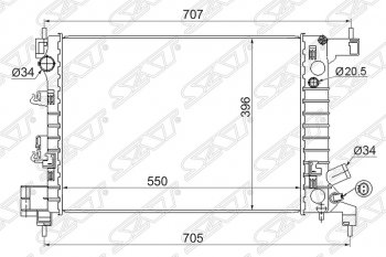 Радиатор двигателя SAT (трубчатый, 1.2/1.4, МКПП) Chevrolet (Шевролет) Aveo (Авео)  T300 (2011-2015),  Captiva (Каптива) (2011-2016), Ravon (Рэйвон) R4 (Р4) (2016-2020)