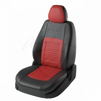 7 399 р. Чехлы для сидений Lord Autofashion Турин (экокожа) Chevrolet Aveo T300 седан (2011-2015) (Чёрный, вставка красная)  с доставкой в г. Санкт‑Петербург. Увеличить фотографию 1