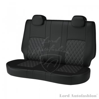 7 999 р. Чехлы для сидений Lord Autofashion Турин Ромб (экокожа) Chevrolet Aveo T300 седан (2011-2015) (Черный, вставка черная, строчка серая)  с доставкой в г. Санкт‑Петербург. Увеличить фотографию 2