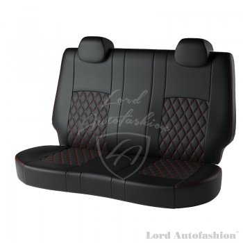 7 399 р. Чехлы для сидений Lord Autofashion Турин Ромб (экокожа)  Chevrolet Aveo ( T200,  T250) (2002-2011) хэтчбек 5 дв, хэтчбек 5 дв рестайлинг (Черный, вставка черная, строчка красная)  с доставкой в г. Санкт‑Петербург. Увеличить фотографию 2