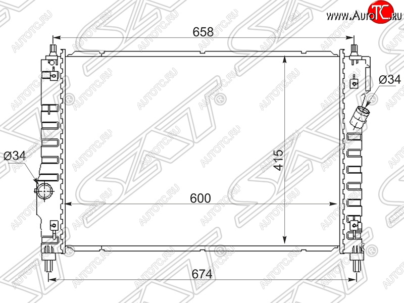 5 349 р. Радиатор двигателя SAT (пластинчатый)  Chevrolet Aveo ( T200,  T300) (2002-2015) хэтчбек 5 дв, хэтчбек  с доставкой в г. Санкт‑Петербург