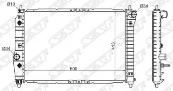 6 649 р. Радиатор двигателя SAT (пластинчатый, 1.4, МКПП/АКПП)  Chevrolet Aveo  T200 (2002-2008), Daewoo Kalos (2002-2008)  с доставкой в г. Санкт‑Петербург. Увеличить фотографию 1