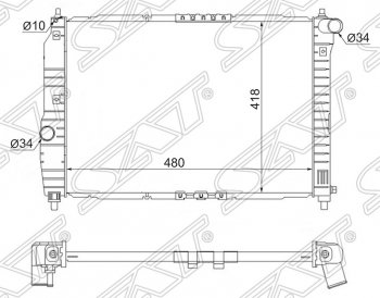 Радиатор двигателя SAT (трубчатый, 1.2, МКПП) Chevrolet Aveo T200 хэтчбек 5 дв (2002-2008)