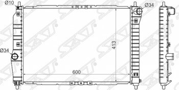 3 589 р. Радиатор двигателя SAT (трубчатый, 1.4, МКПП)  Chevrolet Aveo  T200 (2002-2008), Daewoo Kalos (2002-2008)  с доставкой в г. Санкт‑Петербург. Увеличить фотографию 1