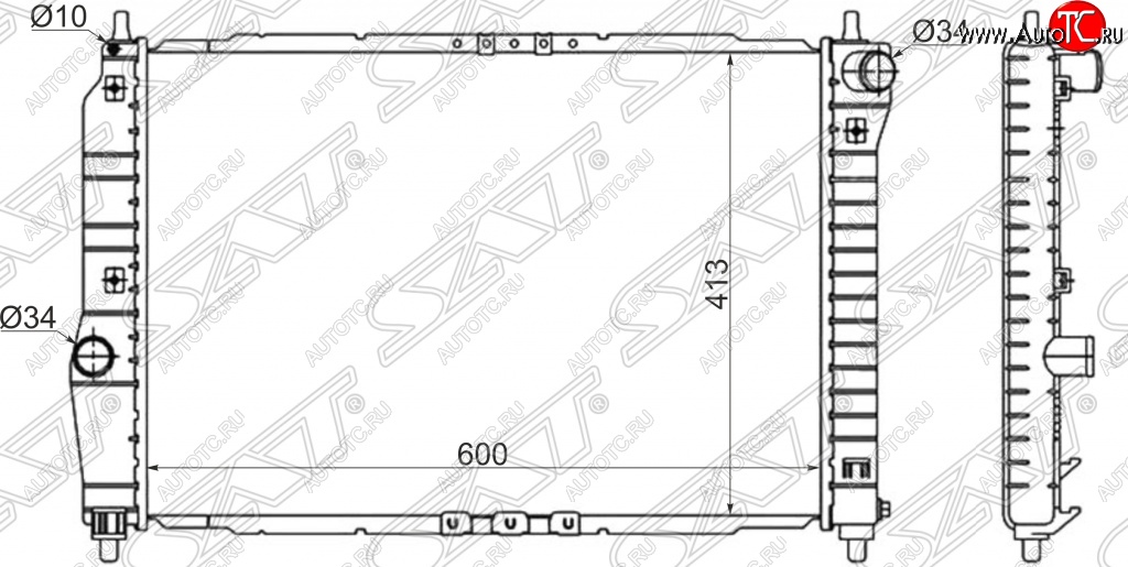 3 589 р. Радиатор двигателя SAT (трубчатый, 1.4, МКПП)  Chevrolet Aveo  T200 (2002-2008), Daewoo Kalos (2002-2008)  с доставкой в г. Санкт‑Петербург