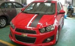 3 699 р. Накладка на передний бампер CT Chevrolet Aveo T300 хэтчбек (2011-2015) (Неокрашенная)  с доставкой в г. Санкт‑Петербург. Увеличить фотографию 2