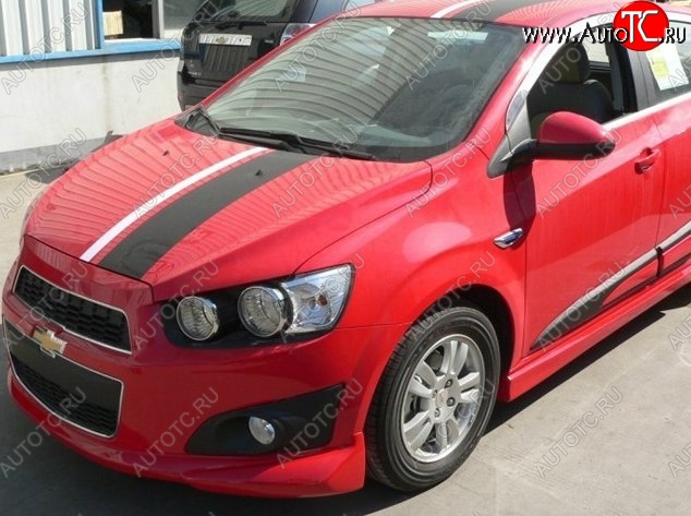 3 699 р. Накладка на передний бампер CT Chevrolet Aveo T300 хэтчбек (2011-2015) (Неокрашенная)  с доставкой в г. Санкт‑Петербург