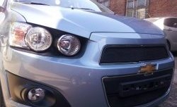 1 469 р. Сетка в решетку радиатора Russtal  Chevrolet Aveo  T300 (2011-2015) седан, хэтчбек (черная)  с доставкой в г. Санкт‑Петербург. Увеличить фотографию 4