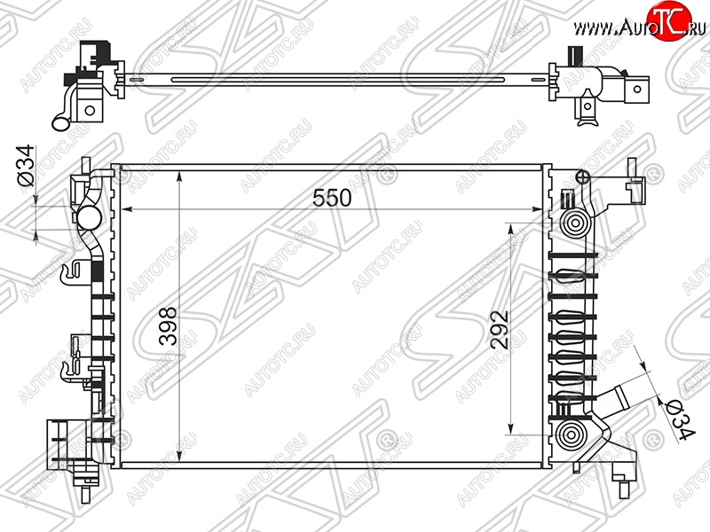 8 549 р. Радиатор двигателя SAT (пластинчатый, 1.2/1.4, АКПП) Chevrolet Aveo T300 седан (2011-2015)  с доставкой в г. Санкт‑Петербург