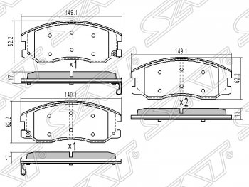 1 559 р. Колодки тормозные SAT (передние)  Chevrolet Captiva (2006-2011), Opel Antara (2006-2010)  с доставкой в г. Санкт‑Петербург. Увеличить фотографию 1