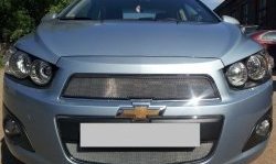 3 199 р. Сетка на бампер Russtal (хром) Chevrolet Captiva 2-ой рестайлинг (2013-2016)  с доставкой в г. Санкт‑Петербург. Увеличить фотографию 2