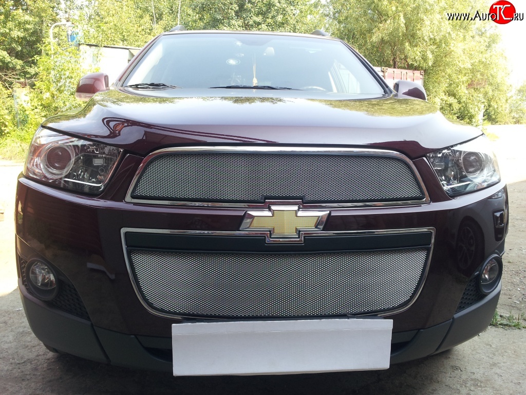 3 199 р. Сетка на бампер Russtal (хром)  Chevrolet Captiva (2011-2013) 1-ый рестайлинг  с доставкой в г. Санкт‑Петербург