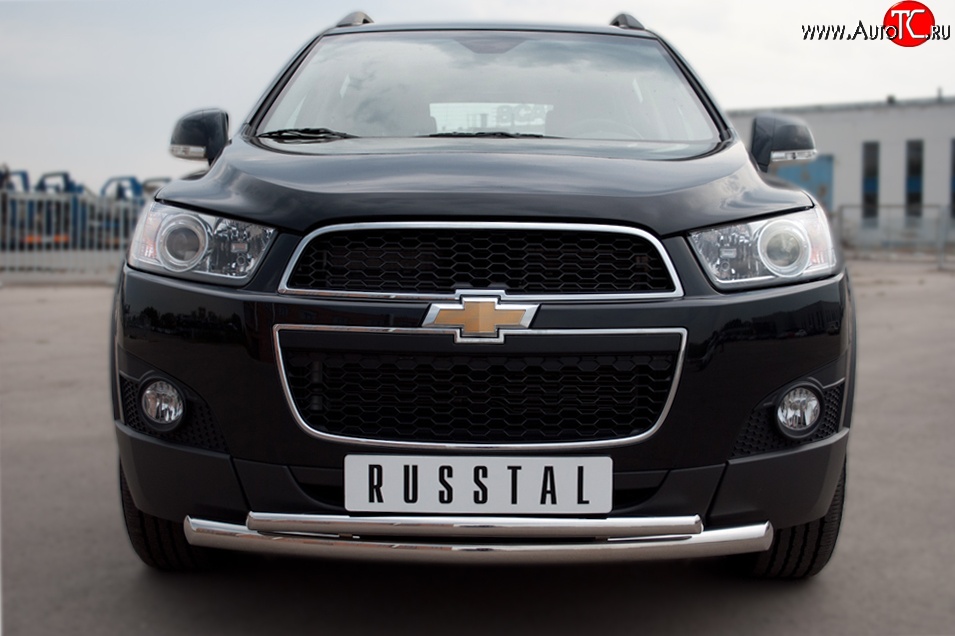 17 749 р. Защита переднего бампера (2 трубыØ63 и 42 мм, нержавейка) Russtal Chevrolet Captiva  дорестайлинг (2006-2011)  с доставкой в г. Санкт‑Петербург