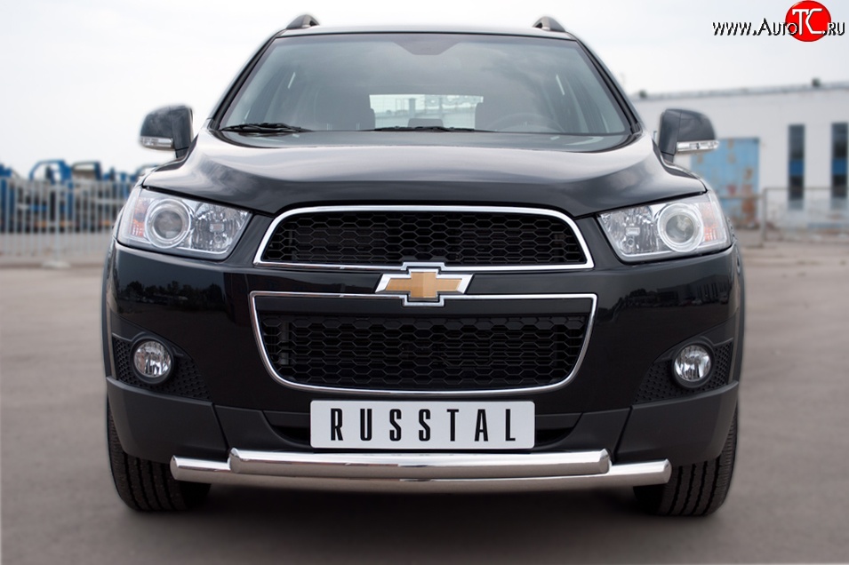 18 799 р. Защита переднего бампера (2 трубыØ63 мм, нержавейка) SLITKOFF  Chevrolet Captiva (2011-2013) 1-ый рестайлинг  с доставкой в г. Санкт‑Петербург