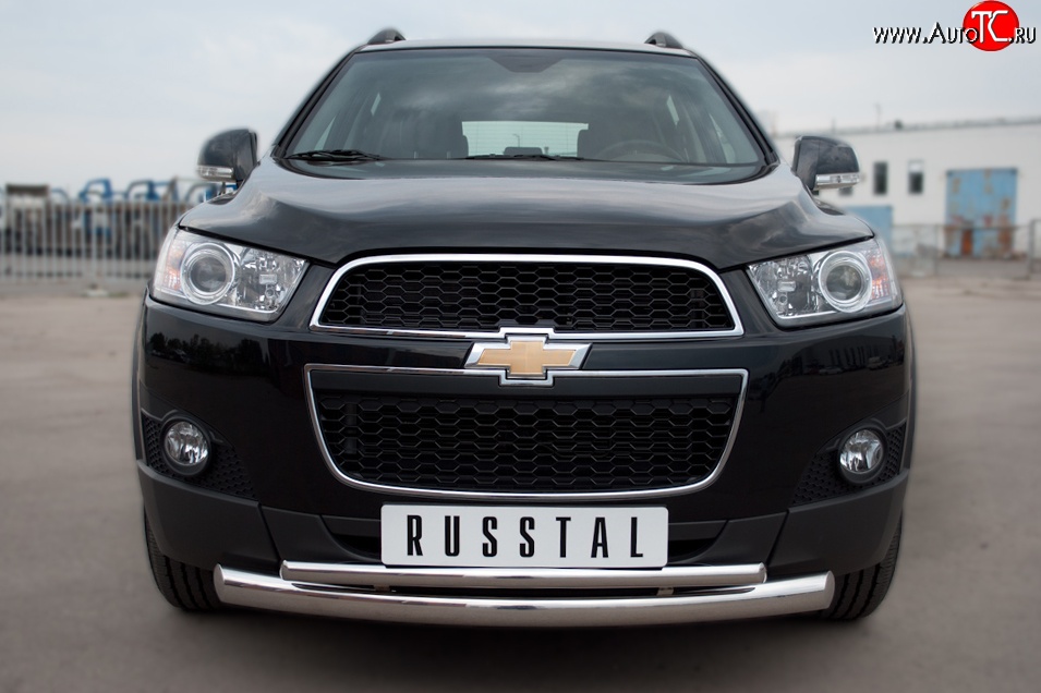 18 699 р. Защита переднего бампера (2 трубыØ76 и 42 мм, нержавейка) SLITKOFF Chevrolet Captiva 1-ый рестайлинг (2011-2013)  с доставкой в г. Санкт‑Петербург