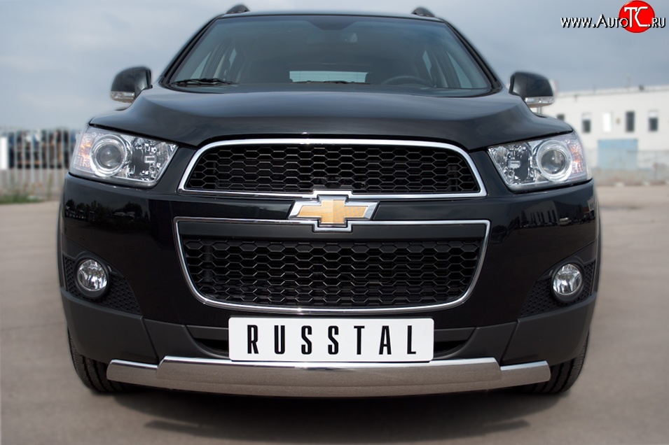 25 999 р. Защита переднего бампера (2 трубыØ75х42 мм, нержавейка) Russtal Chevrolet Captiva 1-ый рестайлинг (2011-2013)  с доставкой в г. Санкт‑Петербург