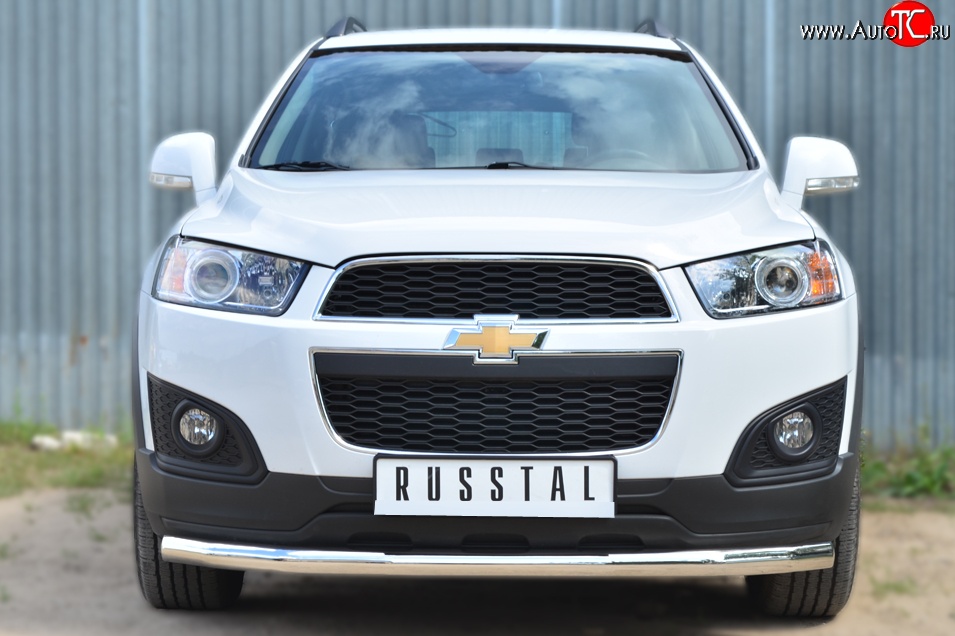 14 999 р. Одинарная защита переднего бампера диаметром 63 мм (рестайлинг) Russtal  Chevrolet Captiva (2013-2016) 2-ой рестайлинг  с доставкой в г. Санкт‑Петербург