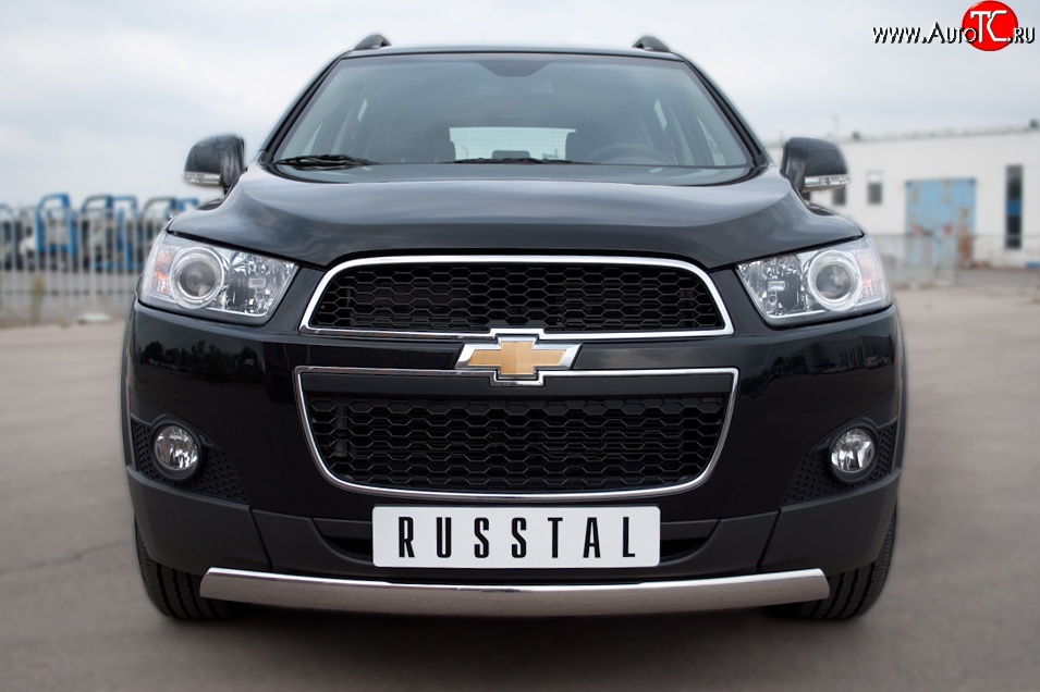 14 999 р. Защита переднего бампера (Ø75х42 мм, нержавейка) Russtal Chevrolet Captiva 1-ый рестайлинг (2011-2013)  с доставкой в г. Санкт‑Петербург