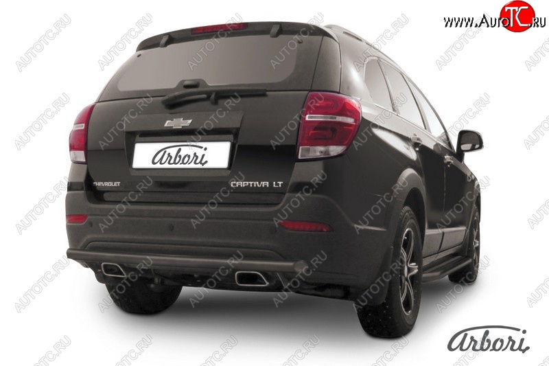 1 649 р. Защита заднего бампера Arbori (черная, 1 труба d57 mm). Chevrolet Captiva 2-ой рестайлинг (2013-2016)  с доставкой в г. Санкт‑Петербург