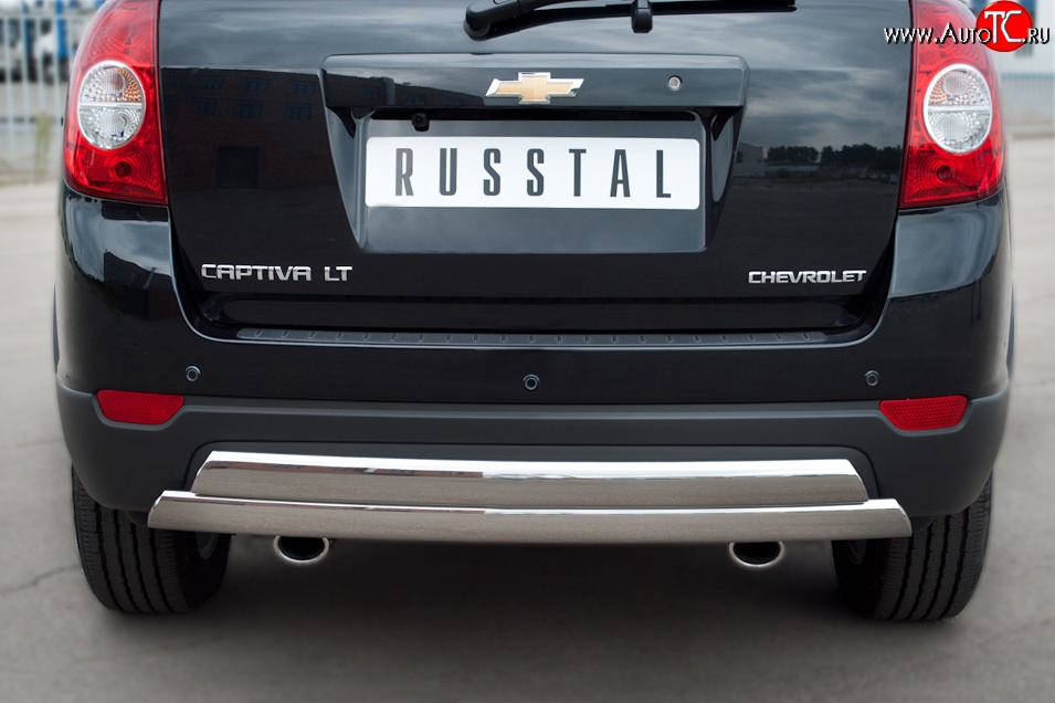 25 999 р. Защита заднего бампера (2 трубы Ø76х42 мм, нержавейка) Russtal Chevrolet Captiva 1-ый рестайлинг (2011-2013)  с доставкой в г. Санкт‑Петербург