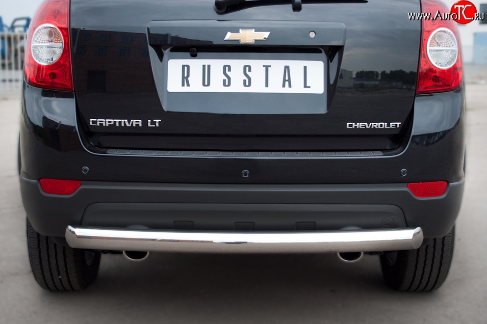 8 249 р. Одинарная защита заднего бампера из трубы диаметром 76 мм Russtal  Chevrolet Captiva (2011-2013) 1-ый рестайлинг  с доставкой в г. Санкт‑Петербург