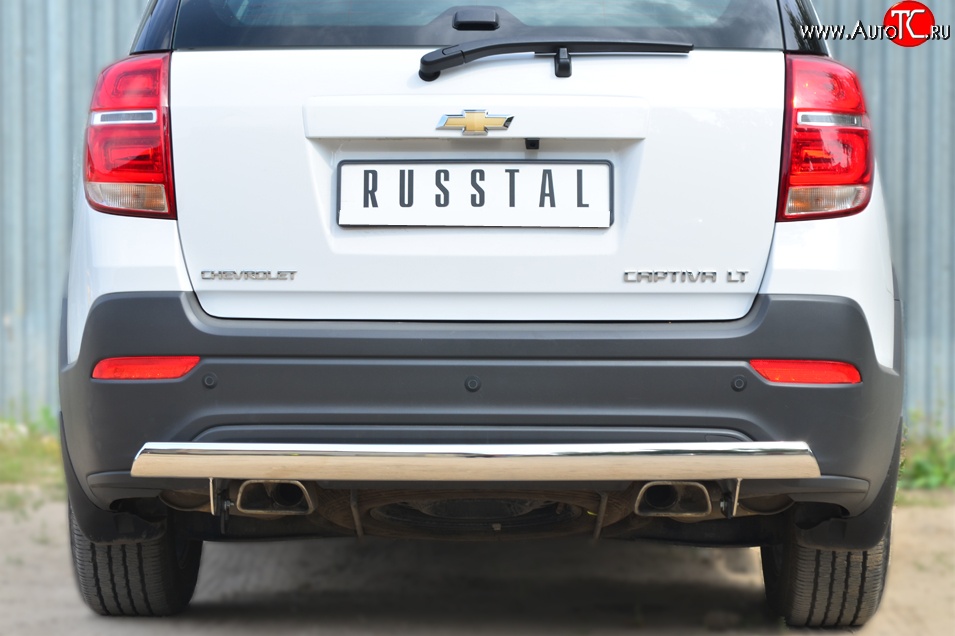 14 999 р. Защита заднего бампера (Ø75x42 мм, нержавейка) Russtal Chevrolet Captiva 2-ой рестайлинг (2013-2016)  с доставкой в г. Санкт‑Петербург