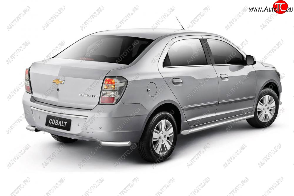 9 549 р. Защита заднего бампера Petroil Tuning (уголки Ø51)  Chevrolet Cobalt (2019-2023) седан 2-ой рестайлинг (Нержавейка)  с доставкой в г. Санкт‑Петербург