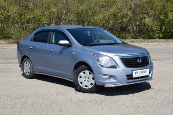 14 399 р. Защита порогов Petroil Tuning (Ø38 мм)  Chevrolet Cobalt (2019-2023) седан 2-ой рестайлинг (Нержавейка)  с доставкой в г. Санкт‑Петербург. Увеличить фотографию 2