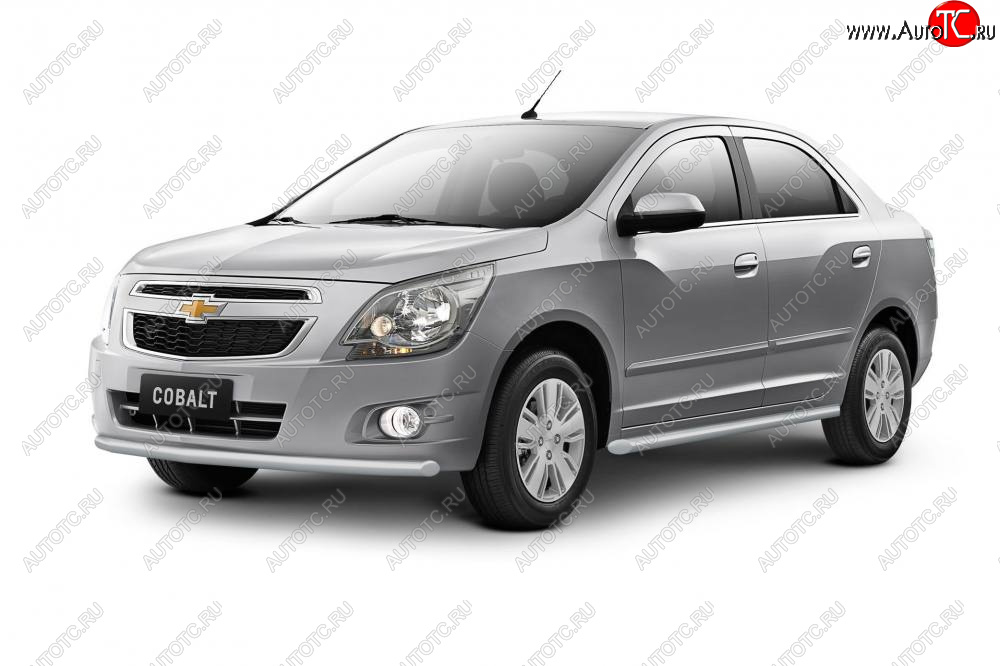 4 699 р. Защита порогов Petroil Tuning (Ø38 мм)  Chevrolet Cobalt (2019-2023) седан 2-ой рестайлинг (Сталь полимерным покрытием в цвет: серебристый ❞Искра❝)  с доставкой в г. Санкт‑Петербург