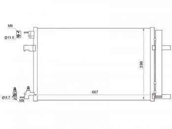 Радиатор кондиционера SAT (1.6 / 1.7D / 2.0D / 1.4T / 1.6T, Chevrolet Cruze (J300,  J305,  J308), Orlando, Opel Astra (J), Insignia (A,  А), Zafira (С,  C)