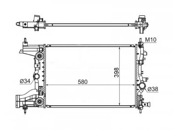 Радиатор двигателя SAT (1.6/1.8, трубчатый, АКПП) Chevrolet Cruze (J300,  J305,  J308), Orlando, Opel Astra (J), Zafira (С,  C)
