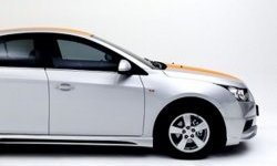 3 999 р. Накладка на передний бампер Extrime Chevrolet Cruze J300 седан дорестайлинг (2009-2012) (Неокрашенная)  с доставкой в г. Санкт‑Петербург. Увеличить фотографию 2