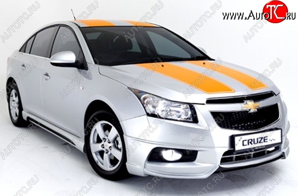 3 999 р. Накладка на передний бампер Extrime Chevrolet Cruze J300 седан дорестайлинг (2009-2012) (Неокрашенная)  с доставкой в г. Санкт‑Петербург