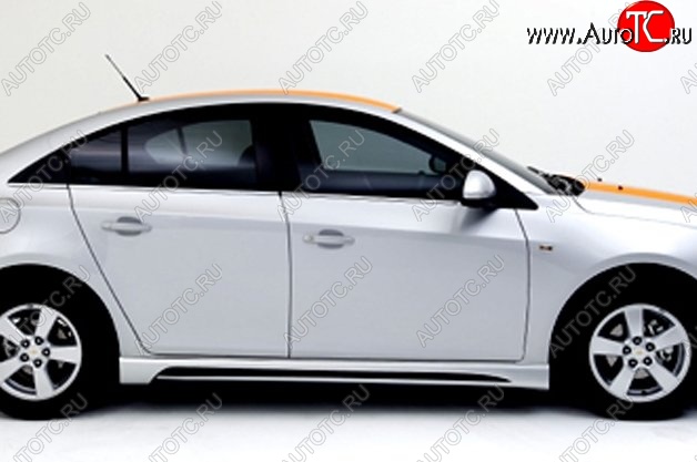 4 199 р. Пороги накладки Extrime Chevrolet Cruze J300 седан дорестайлинг (2009-2012) (Неокрашенные)  с доставкой в г. Санкт‑Петербург