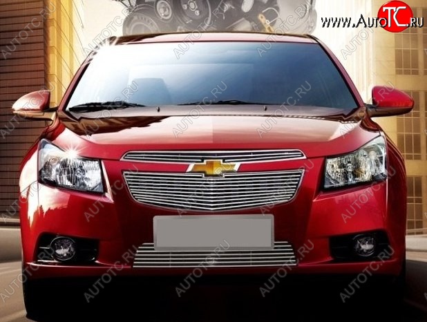 6 749 р. Декоративные вставки решетки радиатора и переднего бампера CT Chevrolet Cruze J300 седан рестайлинг (2012-2015) (Неокрашенная)  с доставкой в г. Санкт‑Петербург