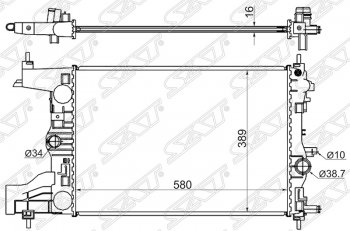 5 949 р. Радиатор двигателя SAT (пластинчатый, 1,4/1,6/1,8, МКПП)  Chevrolet Cruze (J300,  J305,  J308), Orlando, Opel Astra (J), Zafira (С,  C)  с доставкой в г. Санкт‑Петербург. Увеличить фотографию 1